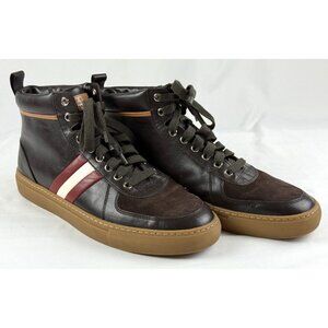 Bally Hervey Distresed Leather High Top Casual Sneakers Men's Size 10 D Brown